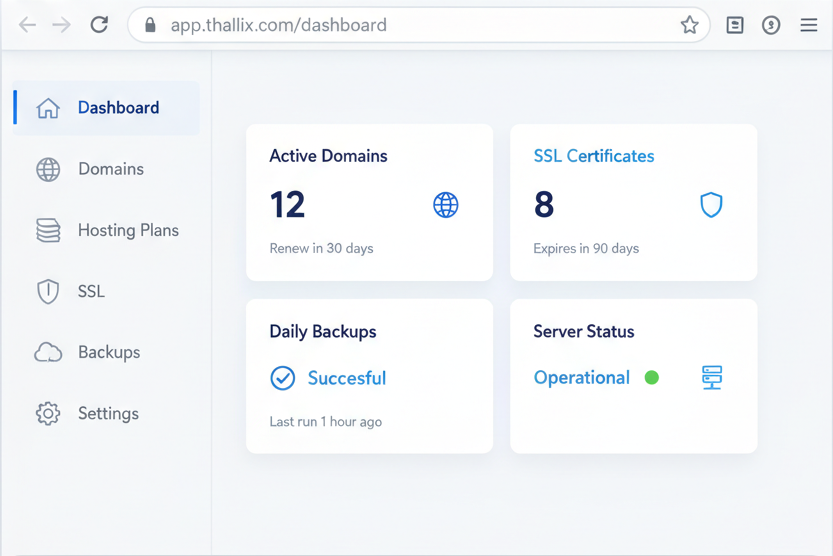 Thallix hosting dashboard preview