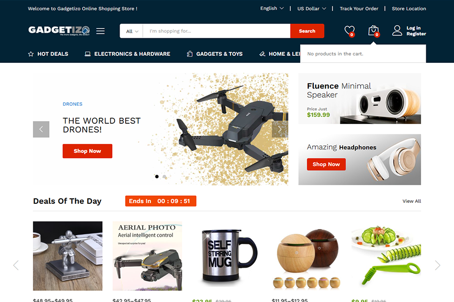 Gadgetizo: Ecommerce Store desktop website