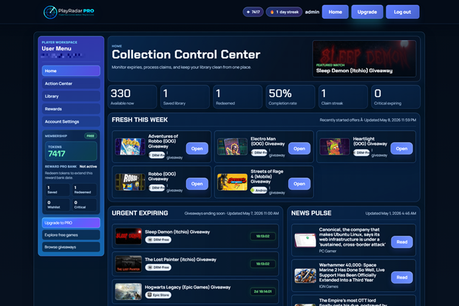 PlayRadar PRO - Multi-Source Free Games Aggregator tablet preview