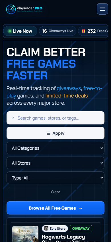 PlayRadar PRO - Multi-Source Free Games Aggregator phone preview