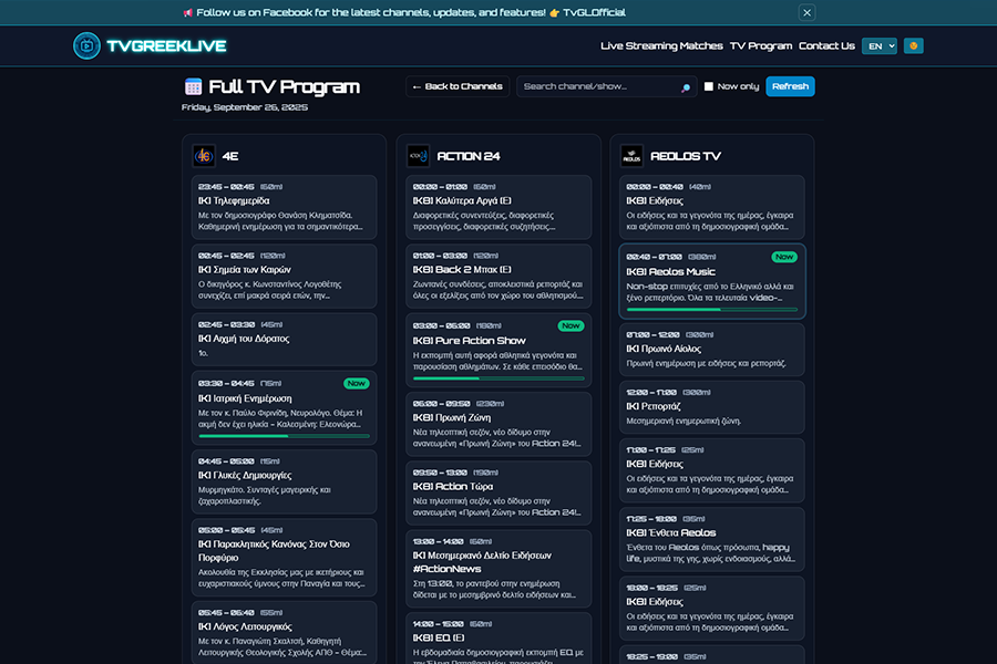 Custom IPTV Web App desktop preview